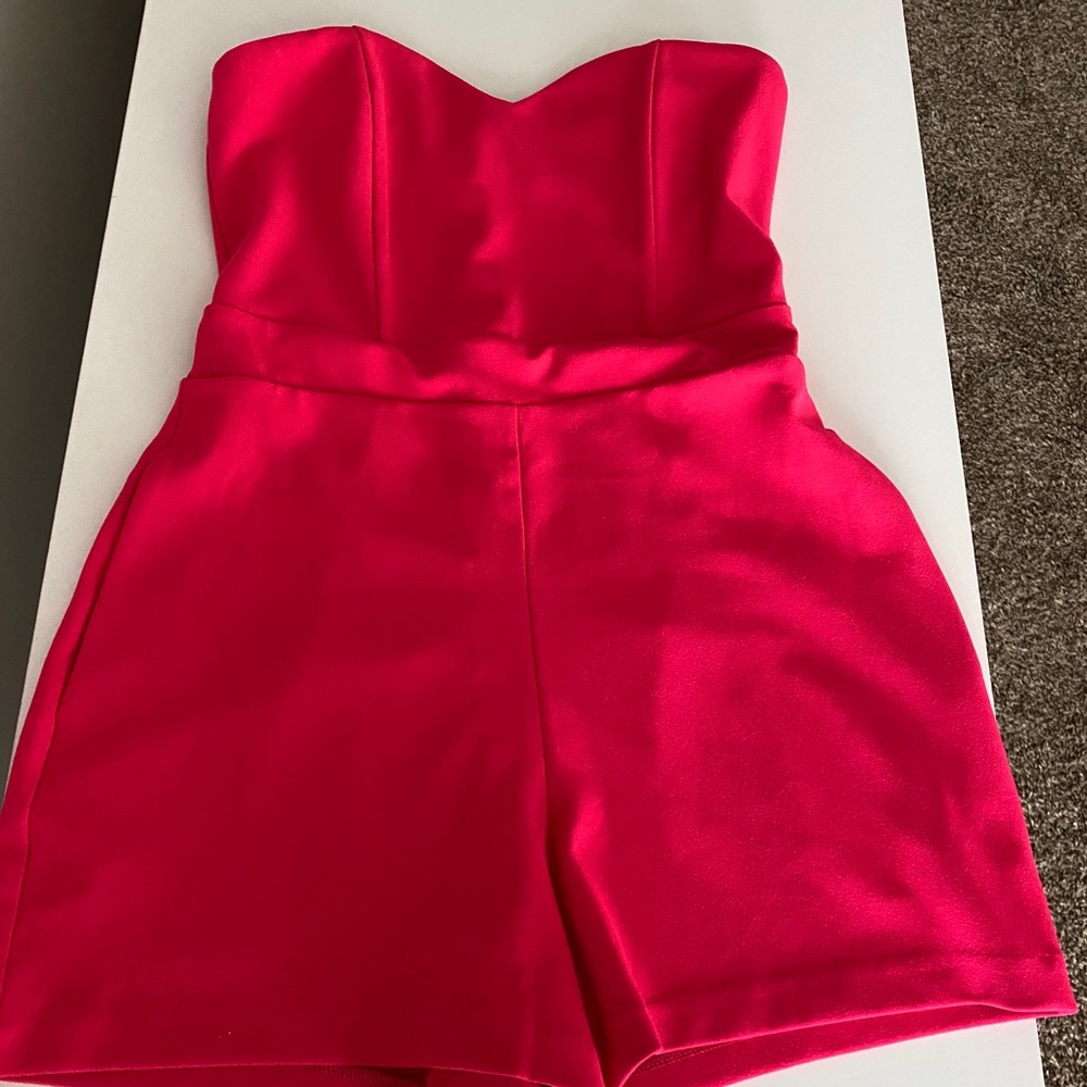 Express Sweetheart Strapless Pink Romper